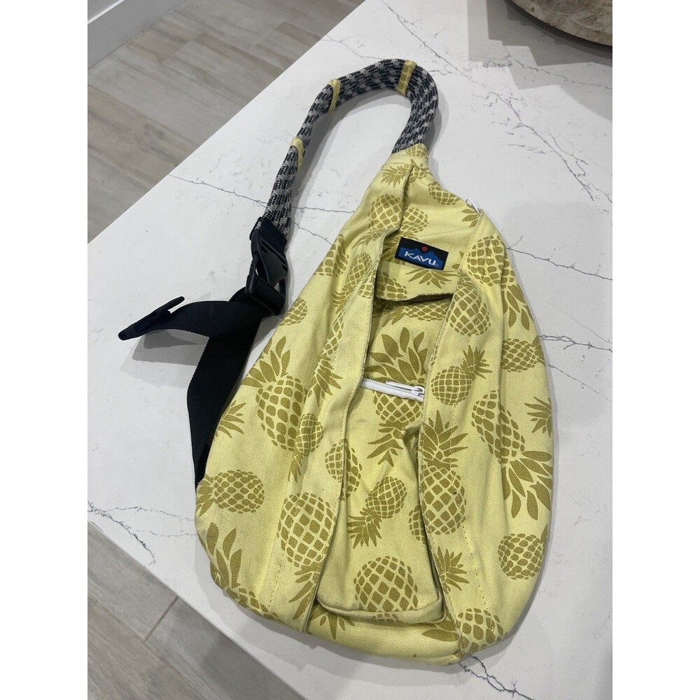 Kavu Rope Sling Bag Yellow Pineapple  Print w/Camping Hiking